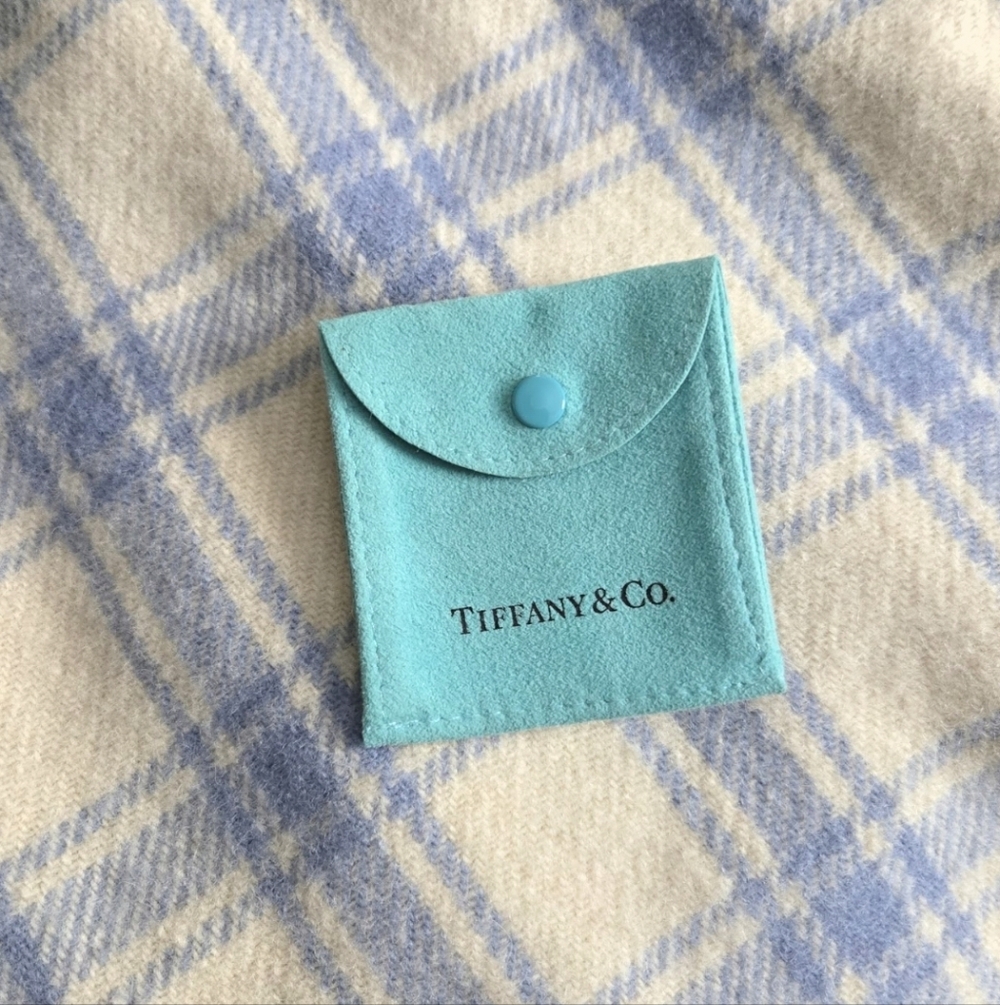 Authentic Tiffany & Co. Blue Suede Square Snap Jewelry Pouch 2.5” x 2.5” New
